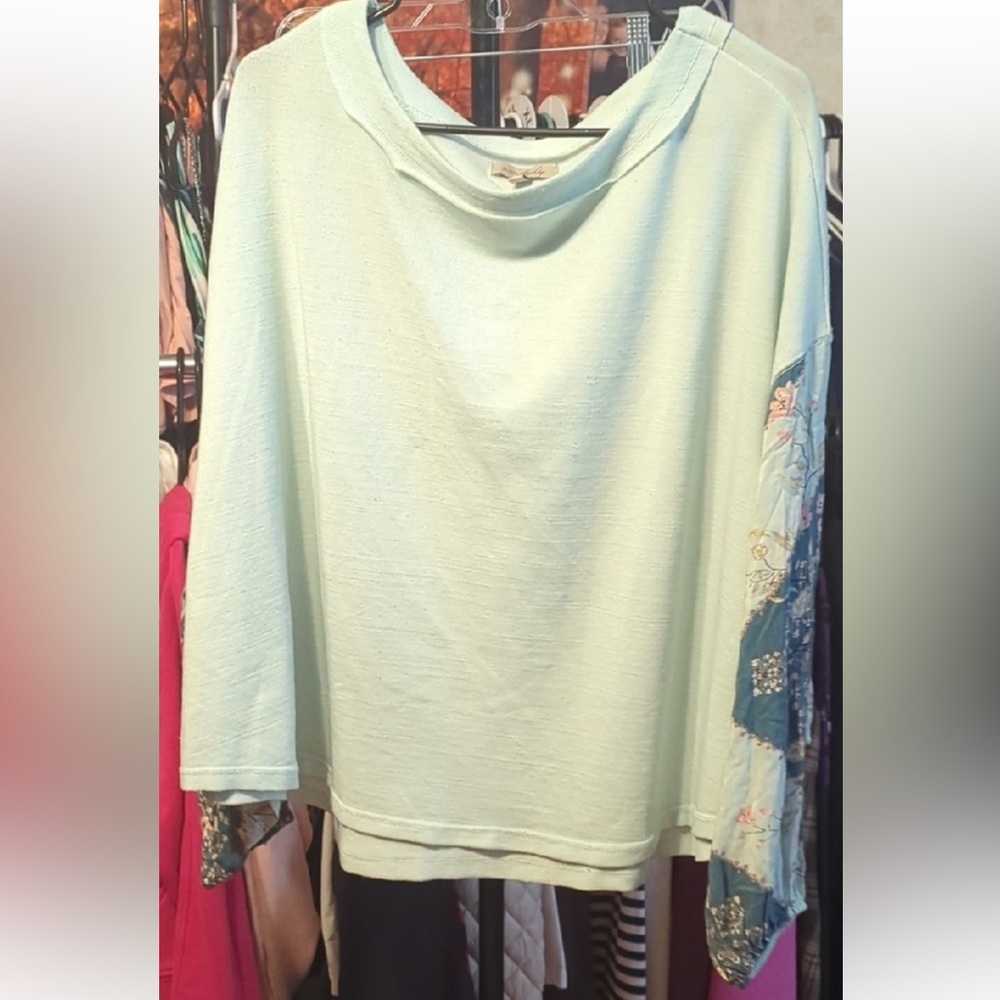 🌿 Wonderly Mint Green Floral Sleeve Top | Size XL 🌸